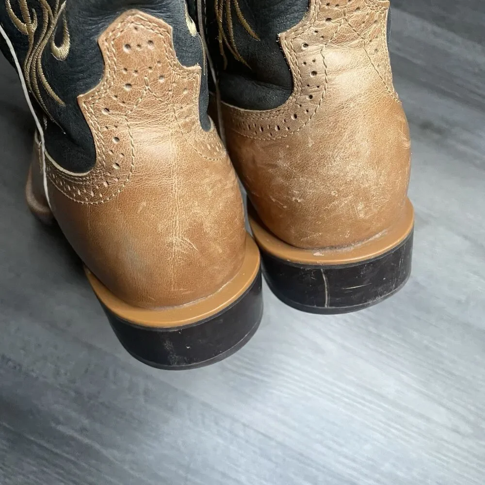 Twisted X Women’s Floral Embroidered Boots Black/Tan Cowgirl Sz 9.5 B